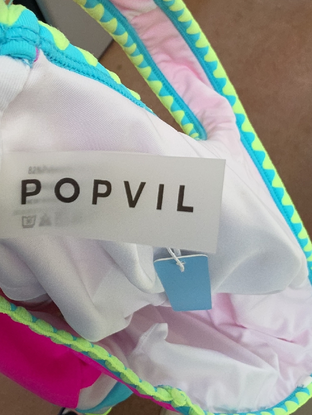 XL Womens Popvil Bright Pink & Aqua Swimsuit New With Tags - Picture 4 of 8